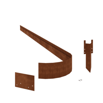 Bordura FLEX de acero corten de borde doblado 13 cm juego completo de 15 metros