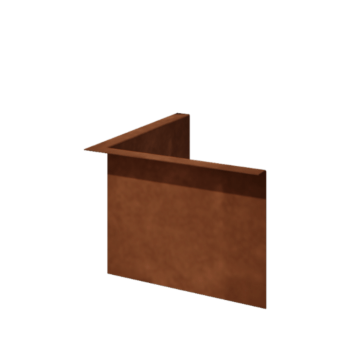 Bordura de jardín de acero corten - En ángulo recto - Esquina interior - Altura 22 cm