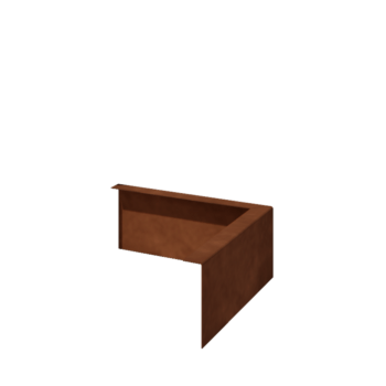 Bordura de jardín de acero corten - En ángulo recto - Esquina exterior - Altura 12 cm