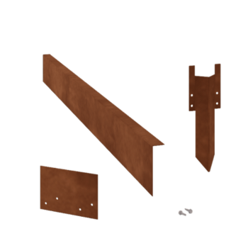 Bordura de acero corten de borde en ángulo recto 12 cm juego completo de 15metros