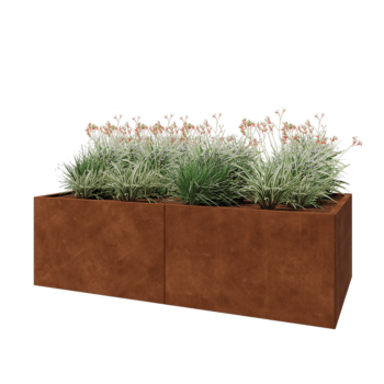 Jardinera XXL de acero corten - Rectángulo - 200 x 100 x 60 cm - Con placa inferior