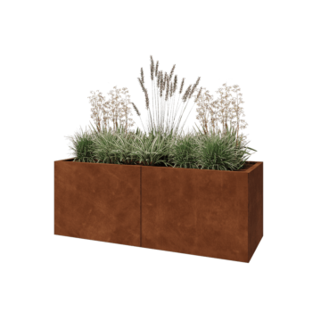 Jardinera XXL de acero corten - Rectángulo - 160 x 60 x 60 cm - Con placa inferior