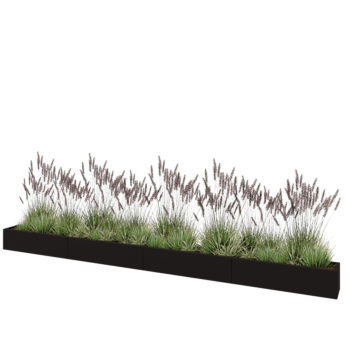 Jardinera XXL de acero - Rectángulo - 480 x 30 x 30 cm - RAL9005 mate (negro) - Sin placa inferior