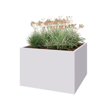 Jardinera de acero - Cuadrado - 120 x 120 x 80 cm - RAL9010 mate (blanco) - Sin placa inferior
