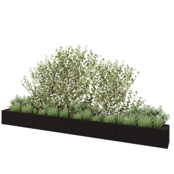 Jardinera XXL de acero - Rectángulo - 480 x 40 x 40 cm - RAL9005 mate (negro) - Sin placa inferior