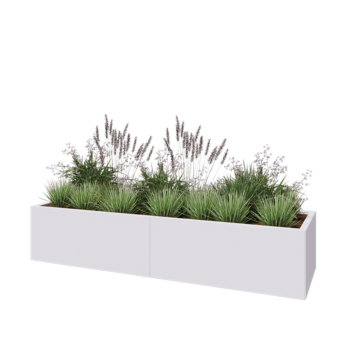 Jardinera XXL de acero - Rectángulo - 200 x 60 x 40 cm - RAL9010 mate (blanco) - Sin placa inferior