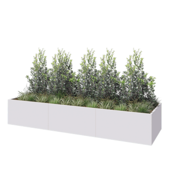 Jardinera XXL de acero - Rectángulo - 360 x 100 x 60 cm - RAL9010 mate (blanco) - Con placa inferior
