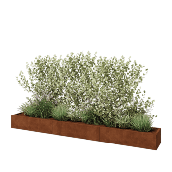 Jardinera XXL de acero corten - Rectángulo - 360 x 40 x 30 cm - Con placa inferior