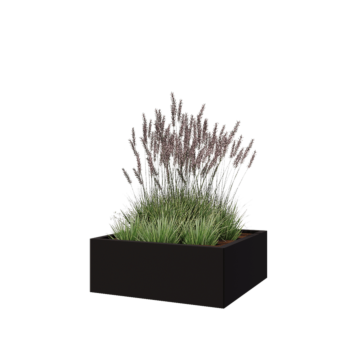 Jardinera de acero - Cuadrado - 80 x 80 x 30 cm - RAL9005 mate (negro) - Sin placa inferior