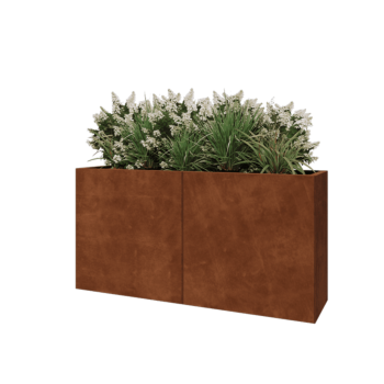Jardinera XXL de acero corten - Rectángulo - 160 x 40 x 80 cm - Con placa inferior