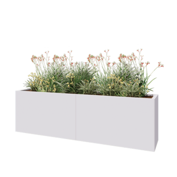 Jardinera XXL de acero - Rectángulo - 200 x 40 x 60 cm - RAL9010 mate (blanco) - Sin placa inferior