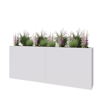 Jardinera XXL de acero - Rectángulo - 200 x 30 x 80 cm - RAL9010 mate (blanco) - Con placa inferior