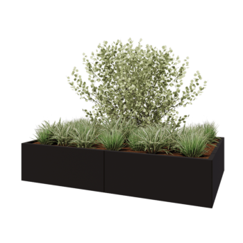 Jardinera XXL de acero - Rectángulo - 200 x 120 x 40 cm - RAL9005 mate (negro) - Sin placa inferior