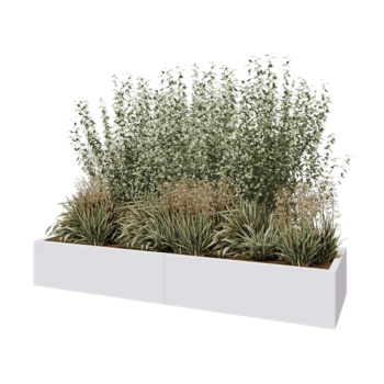 Jardinera XXL de acero - Rectángulo - 200 x 60 x 30 cm - RAL9010 mate (blanco) - Con placa inferior