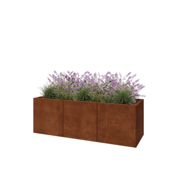 Jardinera XXL de acero corten - Rectángulo - 150 x 50 x 50 cm - Con placa inferior