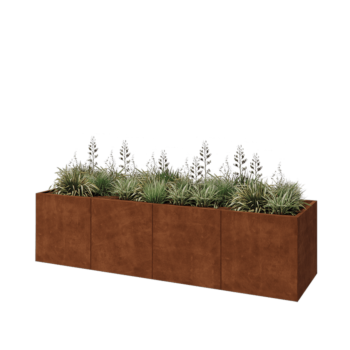 Jardinera XXL de acero corten - Rectángulo - 320 x 80 x 80 cm - Con placa inferior