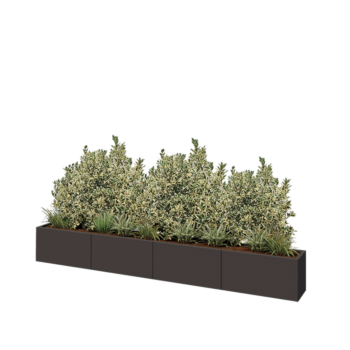Jardinera XXL de acero - Rectángulo - 320 x 30 x 40 cm - RAL7016 mate (gris antracita) - Con placa inferior