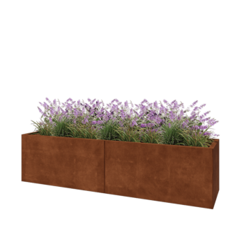 Jardinera XXL de acero corten - Rectángulo - 200 x 50 x 50 cm - Sin placa inferior