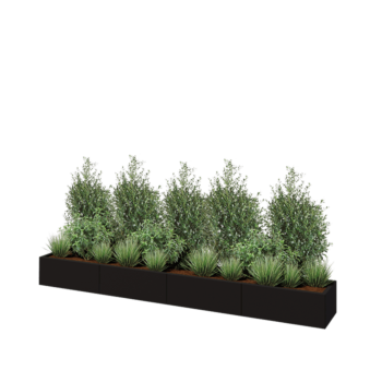 Jardinera XXL de acero - Rectángulo - 320 x 40 x 30 cm - RAL9005 mate (negro) - Sin placa inferior