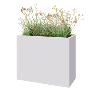Jardinera de fibra de vidrio - Rectángulo - 100 x 40 x 80 cm - RAL9010 mate (blanco) - Con fondo