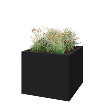 Jardinera de fibra de vidrio - Cuadrado - 120 x 120 x 100 cm - RAL7021 mate (gris negruzco) - Con fondo