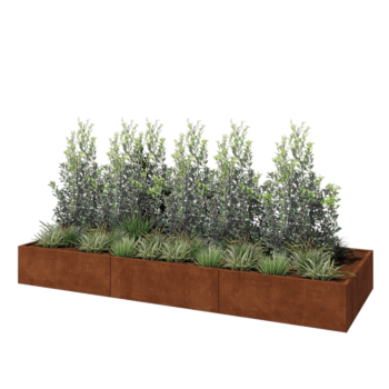 Jardinera XXL de acero corten - Rectángulo - 360 x 120 x 40 cm - Con placa inferior