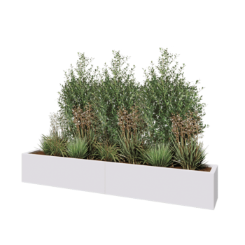 Jardinera XXL de acero - Rectángulo - 200 x 30 x 30 cm - RAL9010 mate (blanco) - Sin placa inferior