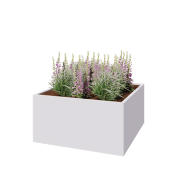 Jardinera de acero - Cuadrado - 120 x 120 x 60 cm - RAL9010 mate (blanco) - Con placa inferior