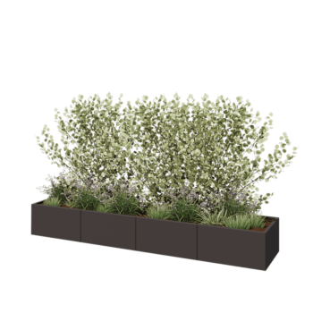 Jardinera XXL de acero - Rectángulo - 320 x 60 x 40 cm - RAL7016 mate (gris antracita) - Con placa inferior