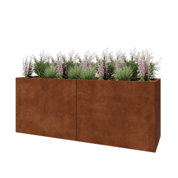 Jardinera XXL de acero corten - Rectángulo - 200 x 60 x 80 cm - Sin placa inferior