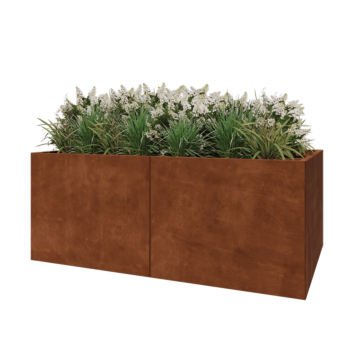 Jardinera XXL de acero corten - Rectángulo - 200 x 80 x 80 cm - Con placa inferior