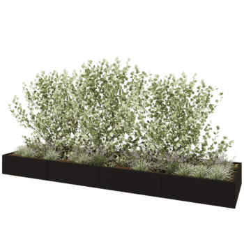 Jardinera XXL de acero - Rectángulo - 480 x 120 x 40 cm - RAL9005 mate (negro) - Sin placa inferior