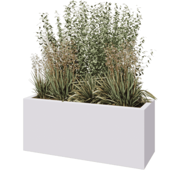 Jardinera de fibra de vidrio - Rectángulo - 120 x 40 x 50 cm - RAL9010 mate (blanco) - Con fondo