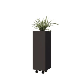 Jardinera de acero - Cuadrado - 30 x 30 x 80 cm - Otro color RAL - Con placa inferior - Con ruedas