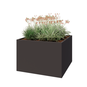 Jardinera de acero - Cuadrado - 120 x 120 x 80 cm - RAL7016 mate (gris antracita) - Sin placa inferior