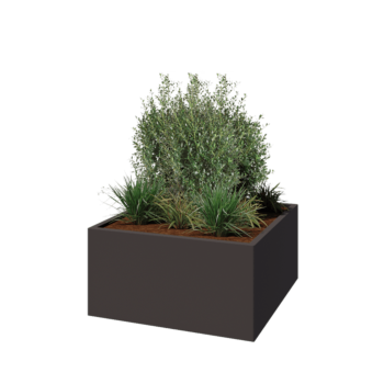 Jardinera de acero - Cuadrado - 100 x 100 x 50 cm - RAL7016 mate (gris antracita) - Sin placa inferior