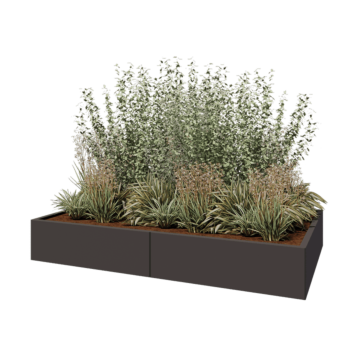 Jardinera XXL de acero - Rectángulo - 200 x 120 x 30 cm - RAL7016 mate (gris antracita) - Con placa inferior