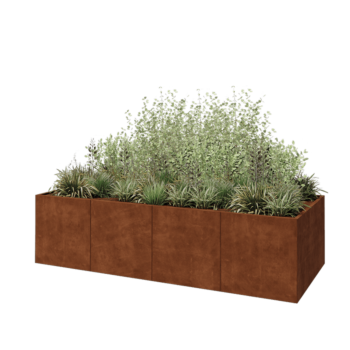 Jardinera XXL de acero corten - Rectángulo - 320 x 120 x 80 cm - Con placa inferior