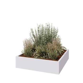 Jardinera de acero - Cuadrado - 120 x 120 x 30 cm - RAL9010 mate (blanco) - Sin placa inferior