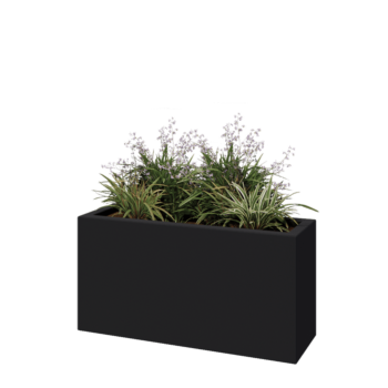Jardinera de fibra de vidrio - Rectángulo - 100 x 30 x 50 cm - RAL7021 mate (gris negruzco) - Con fondo