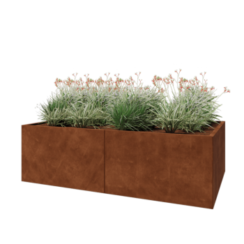Jardinera XXL de acero corten - Rectángulo - 200 x 80 x 60 cm - Sin placa inferior