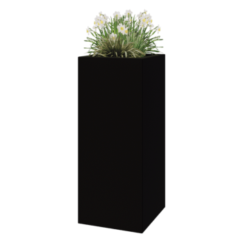 Jardinera de fibra de vidrio - Cuadrado - 50 x 50 x 120 cm - RAL9005 mate (negro) - Con fondo