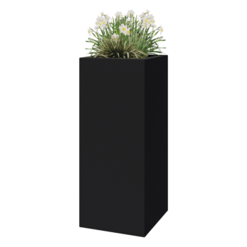 Jardinera de fibra de vidrio - Cuadrado - 50 x 50 x 120 cm - RAL7021 mate (gris negruzco) - Con fondo