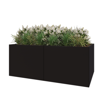 Jardinera XXL de acero - Rectángulo - 200 x 120 x 80 cm - RAL9005 mate (negro) - Sin placa inferior