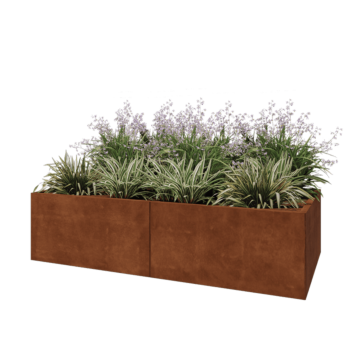 Jardinera XXL de acero corten - Rectángulo - 200 x 100 x 50 cm - Con placa inferior