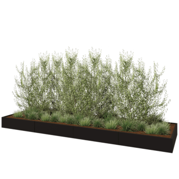 Jardinera XXL de acero - Rectángulo - 480 x 120 x 30 cm - RAL9005 mate (negro) - Con placa inferior