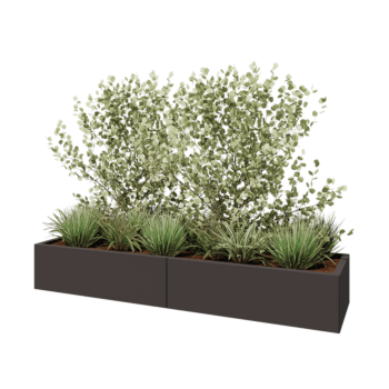 Jardinera XXL de acero - Rectángulo - 200 x 50 x 30 cm - RAL7016 mate (gris antracita) - Con placa inferior