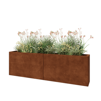 Jardinera XXL de acero corten - Rectángulo - 200 x 30 x 60 cm - Sin placa inferior