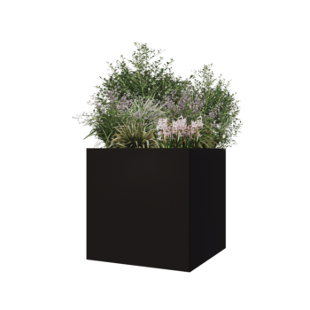 Jardinera de acero - Cuadrado - 70 x 70 x 70 cm - RAL9005 mate (negro) - Sin placa inferior