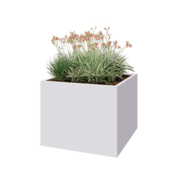 Jardinera de acero - Cuadrado - 100 x 100 x 80 cm - RAL9010 mate (blanco) - Sin placa inferior